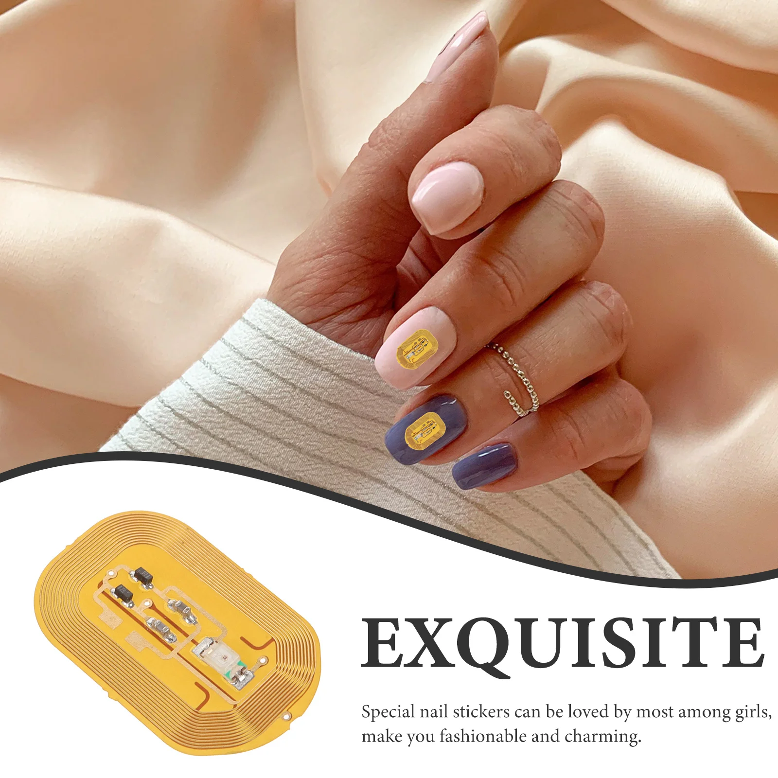 5 قطعة ملصقات الأظافر متوهجة NFC الاستشعار تصميم DIY مسمار ملصقات فنية للنساء مانيكير اكسسوارات الأظافر القصيرة مانيكير ملصق #4