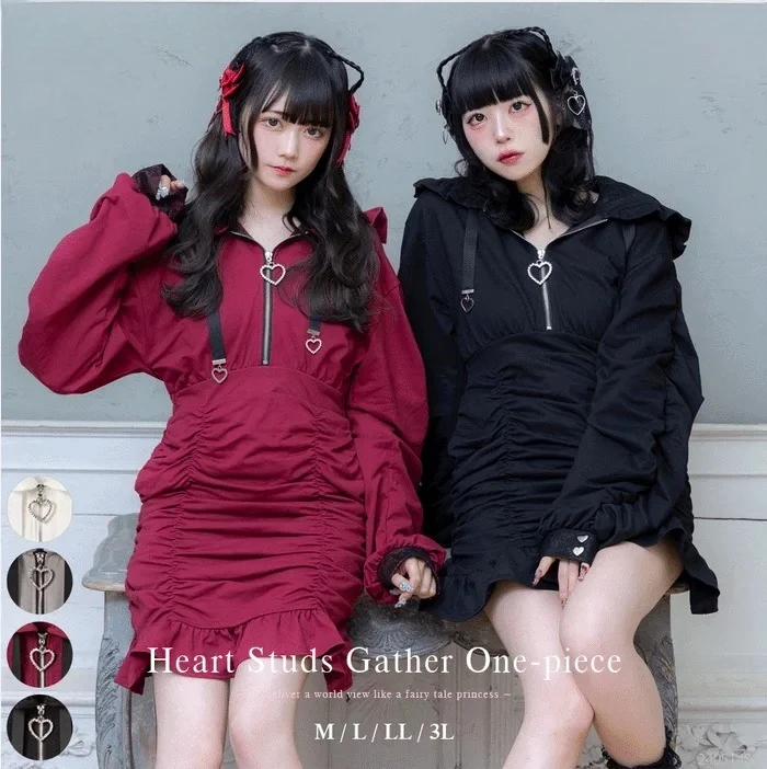 

Autumn New Japanese Heavy Industry Sweatshirt Dress Long Sleeve Pile Style Lace-up Hooded Lace Patchwork Waist-Slimming Dresses