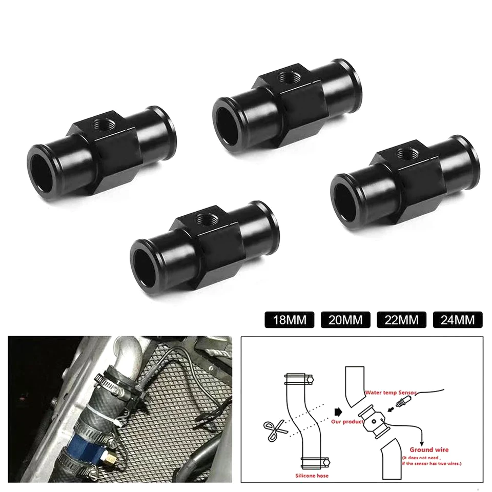 Universal Black 16MM 18MM 20MM 22MM Motorcycle Water Temp Gauge Radiator Temperature Sensor Joint Pipe Hose Sensor Gauge Adapter