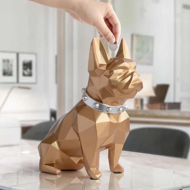 French Bulldog Coin Bank Box Piggy Bank Figurine Home Decorations Coin Storage Box Holder Toy Child Gift Money Box Dog for Kids