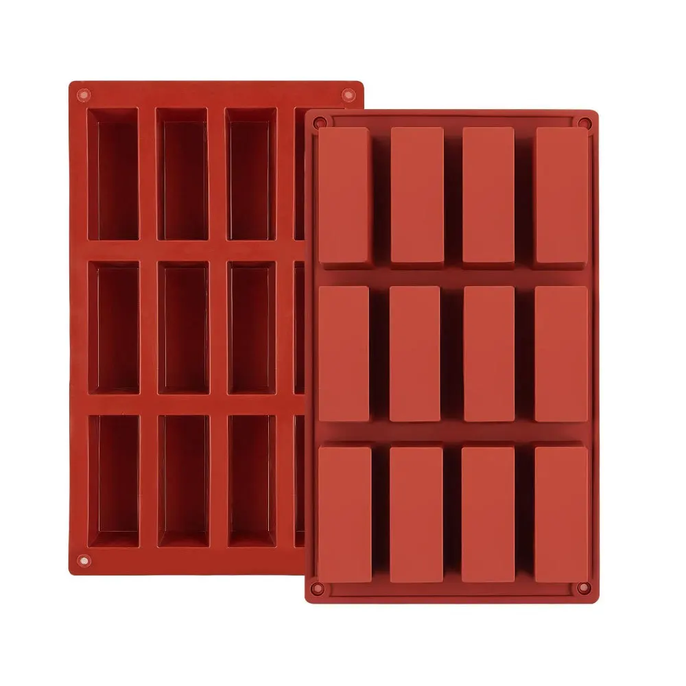 Stampo per barra di cioccolato a 12 reticoli per la cottura di barrette energetiche Barrette proteiche Tartufi Brownie Pan di mais Cheesecake Sapone Stampo per burro