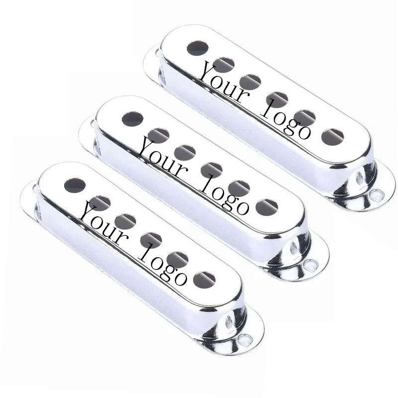 Single Coil Pickup Brass Metal Cover 48/50/52 For ST Electric Guitar Silver Logo Customized 3 Pcs/Set