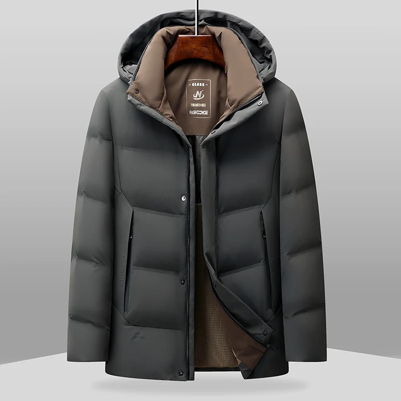 2024 Autumn/ Winter men\'s hooded jacket white duck down jackets mens Solid Windproof fashion thicken warm parkas trench coat