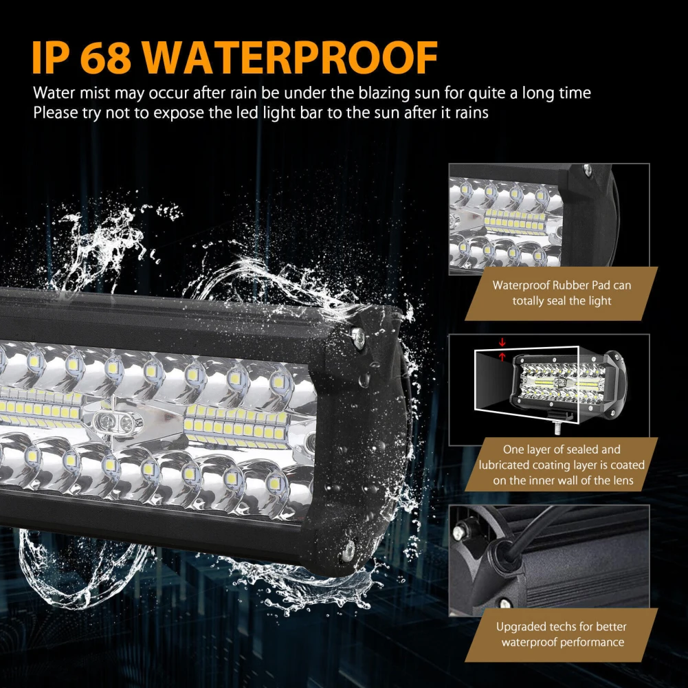 2pcs 7 Inch Led Work Light Bar Spotlight Floodlight Combination Fog Lamp 800w 6500k Driving Light Waterproof