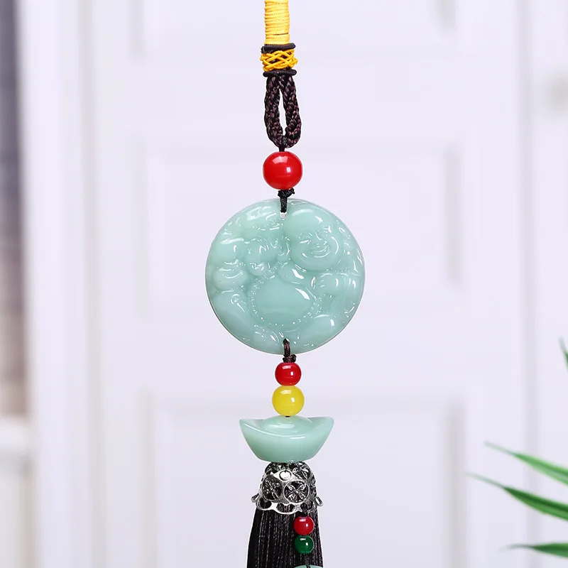 Wholesale HOME CAR Decorative ornament Good luck jade Maitreya God of wealth Buddha  Recruit wealth FENG SHUI statue