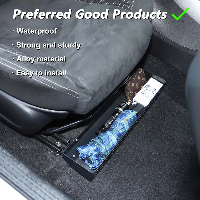 

metyoucar For Nissan JUKE 2011-2019 Aluminum Alloy Black Car Storage Basket Under the Passenger Seat Interior Car Accessories