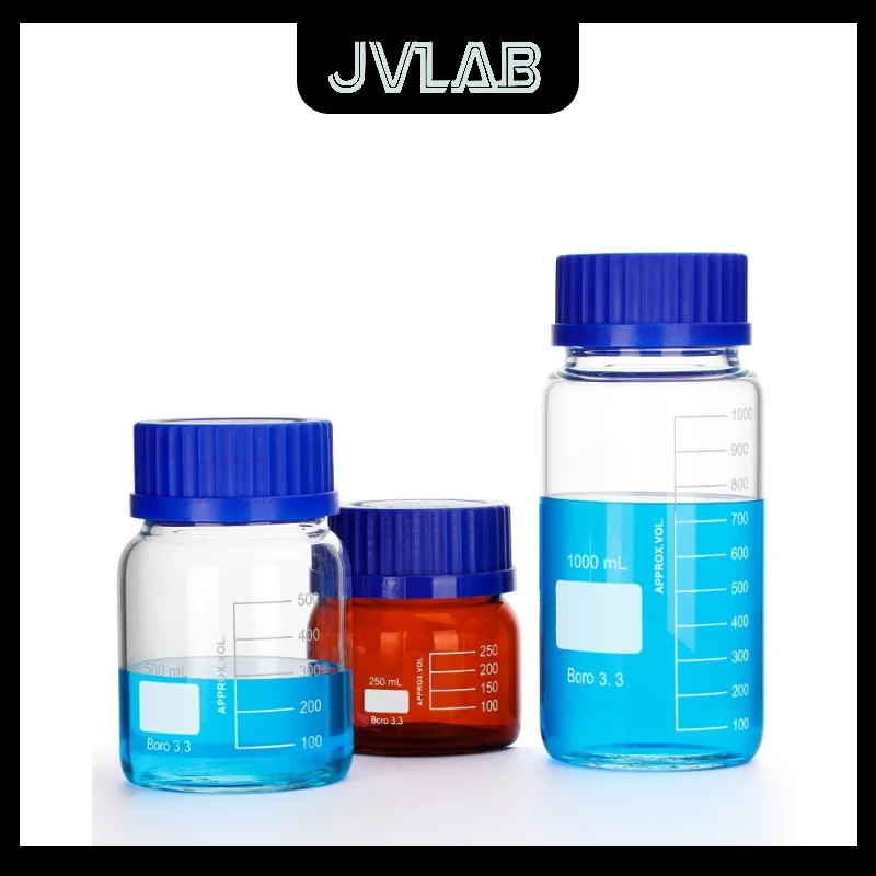 

GL80 Reagent Bottle Transparent Brown Wide Mouth Bottle Anti Slip And Leak Proof 250/500ml Clear Boro3.3 Laboratory JVLAB​