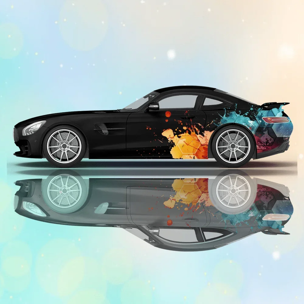 

Красочные чернила, шестигранные автомобильные виниловые наклейки, самоклеящаяся наклейка из ПВХ, подходит для грузовиков, внедорожников, украшения, автоаксессуары, подарок