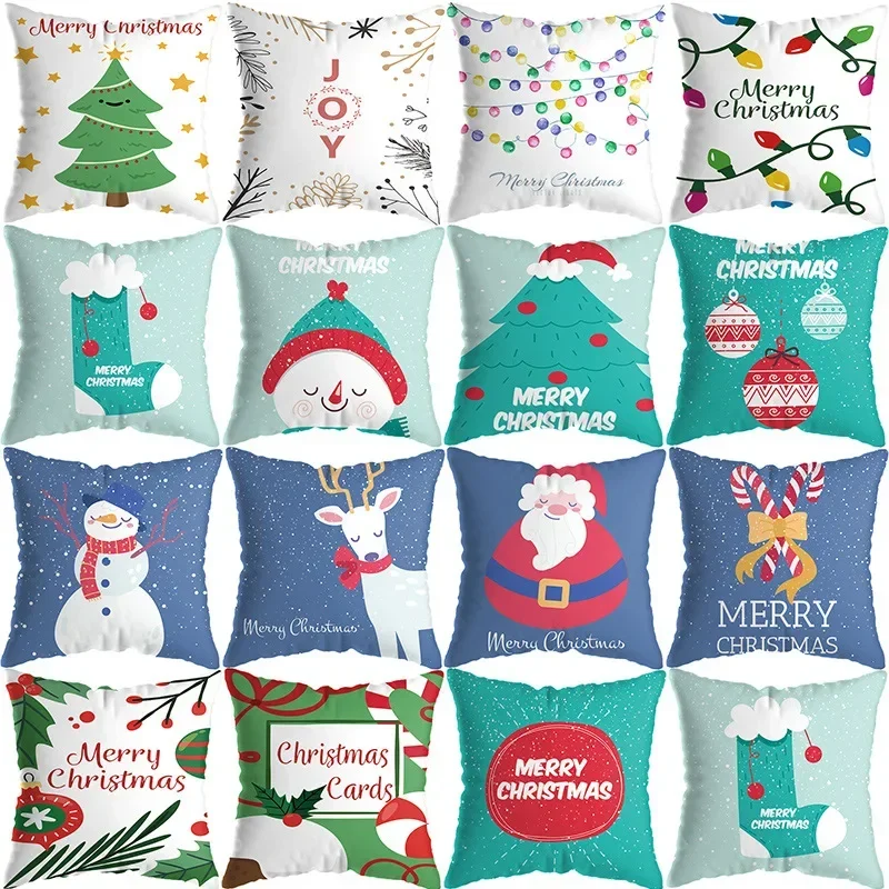 Snowman Santa Claus Cushion Christmas Pillow Cover Cross-border Holiday Household Products