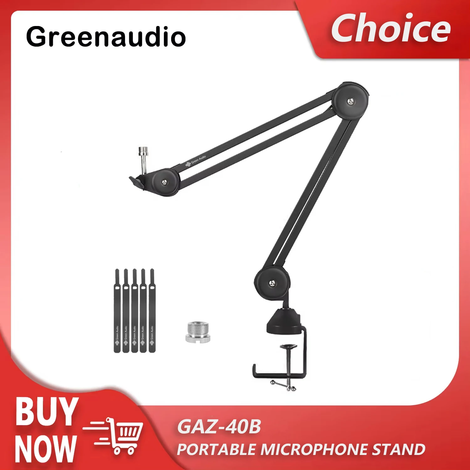 GAZ-40B Portable Microphone Holder Stand Adjustable Microphone Arm Stand Table Desk Mic Stand