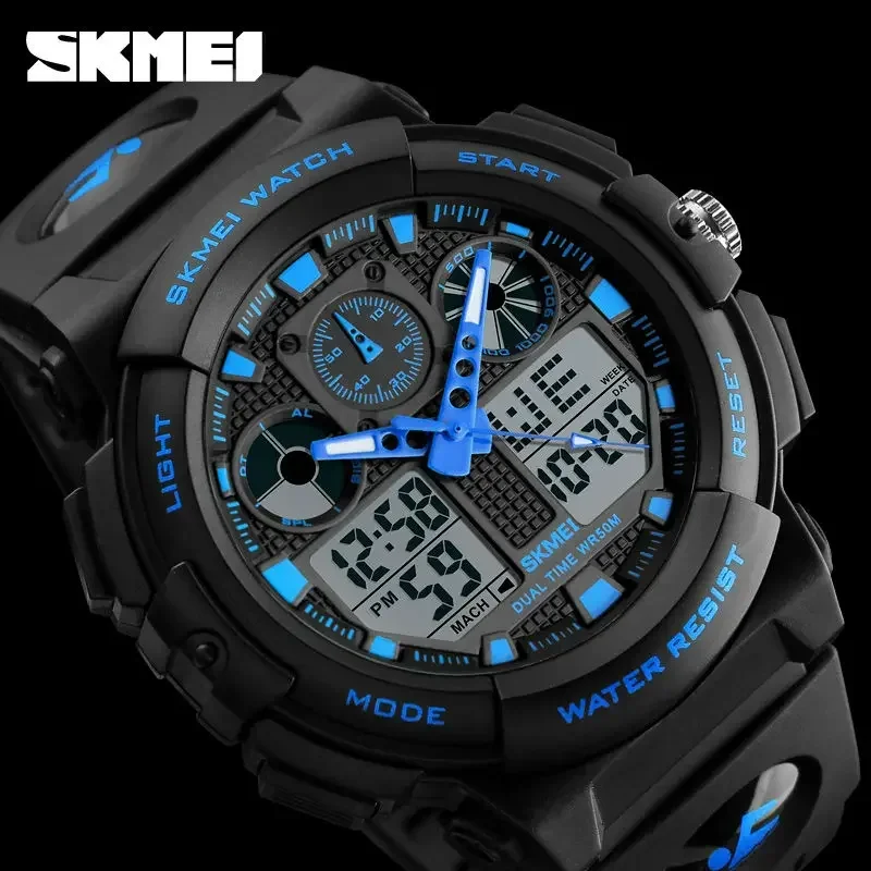 SKMEI Sports Watch Men Digital Double Time Chronograph Watches 50M Watwrproof Week Display Wristwatches Relogio Masculino 1270