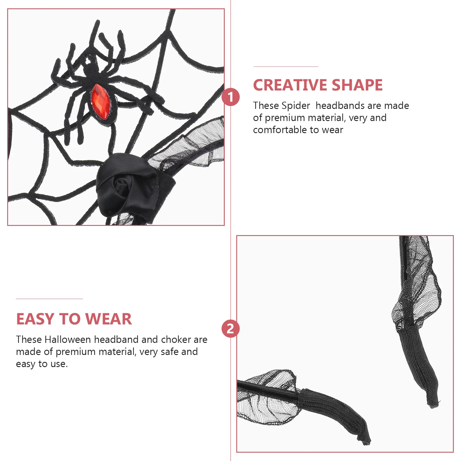 1 ensemble de bandeau et ras du cou pour Halloween, qualité supérieure, Durable, Costume de fête Cosplay, bandeau, accessoire de cou