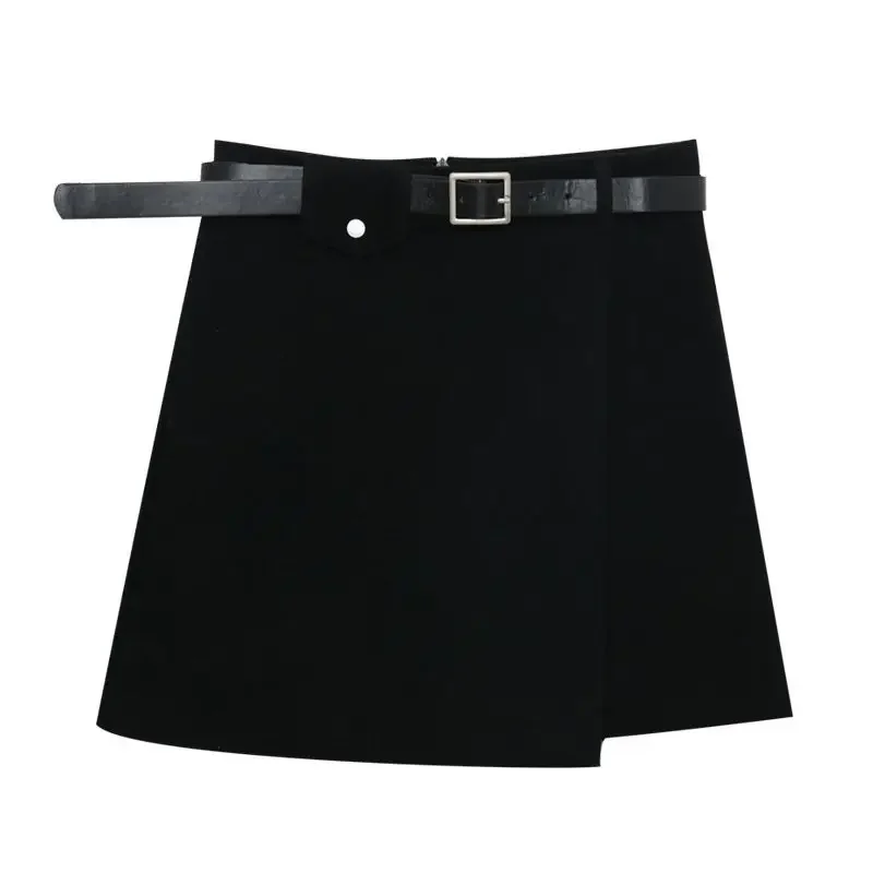 With Belt Autumn and Winter High Waist A- line Skirt Black Skirt for Women Woman Skirts Faldas Jupe