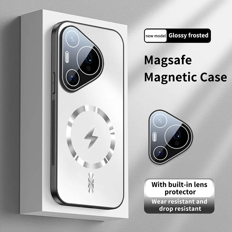 

For Huawei Pura 70 Pro Ultra Magnetic Case Camera Lens Film Protection for Magsafe Wireless Charging Matte Frosted Back Cover
