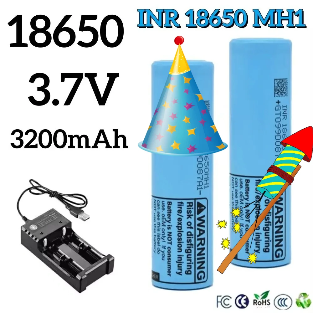 2025 Новая обновленная литиевая аккумуляторная батарея 18650 MH1, 3,7 В, 3200 мАч.