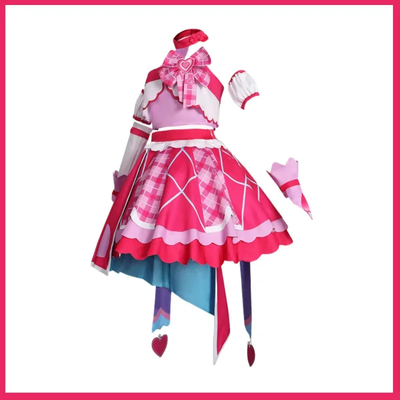 أزياء أنيمي يو آيد أيدول بريكور ساكورا أوتا التأثيرية فستان الأميرة الشبكي الوردي شعر مستعار امرأة مثير لطيف حفلة عيد ميلاد البدلة؛ 2'a,6.h؛