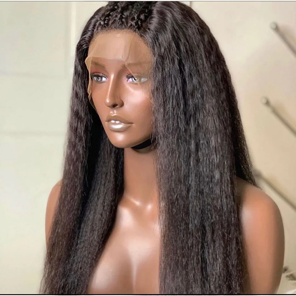 วิกผมแท้แบบตรงหยักศก  พร้อมเชือกผูกแบบโปร่งใส  แบบถอนขนแล้ว  วิกผมแท้บราซิลแบบตรง  ขนาด 13x4  สำหรับผู้หญิง