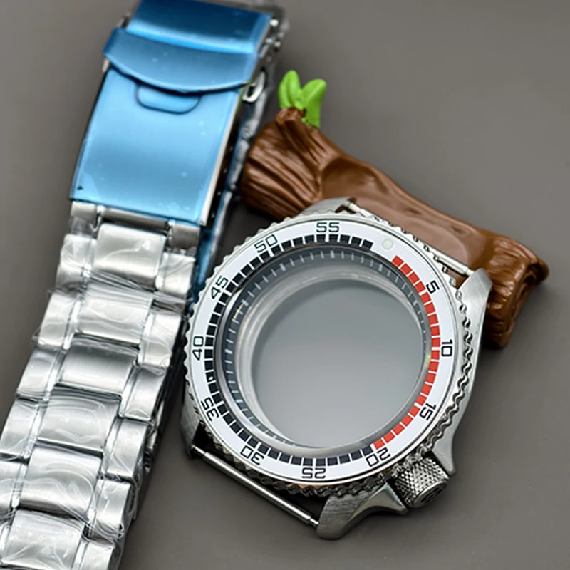 42mm SKX007 Watch Case Transparent Back Cover Fits 4R 6R 7S NH35 NH36 Movement Flat Sapphire Crystal Glass Men Watch Refit Parts