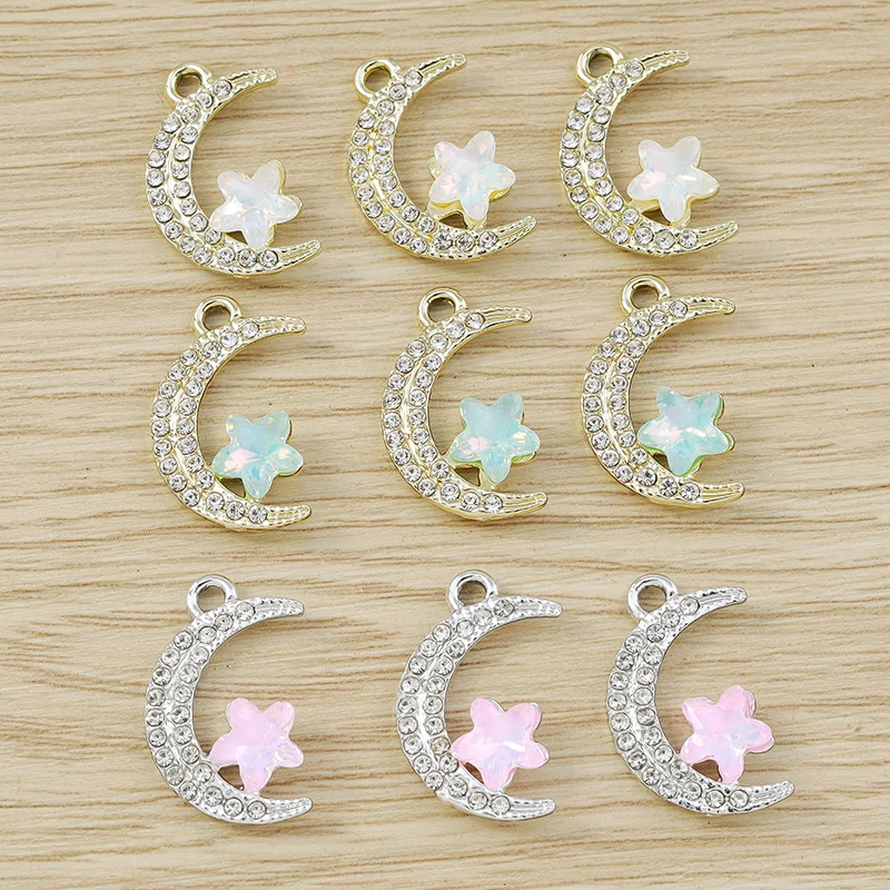 10 Stück niedliche, gemischte Kristall-Metall-Herz-, Eulen-, Schlüssel- und Mond-Anhänger für die Schmuckherstellung, Halsketten, Ohrringe, DIY-Bastelarbeiten und Accessoires – Detail 12