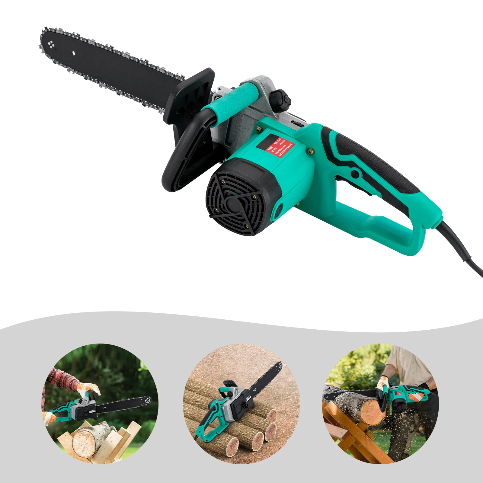 Brushless Chainsaw with Electric Battery, Powered and Charger, Quiet, Auto-oiling Tool, Tensioning, 48V-72V, 16 in