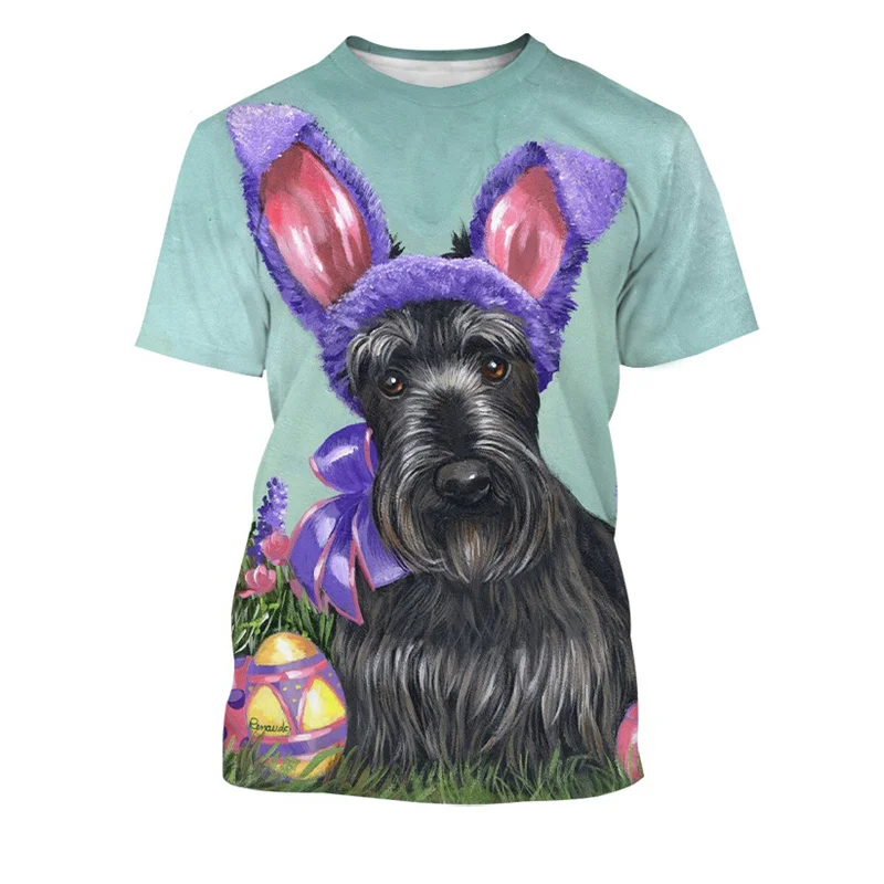 Scottish Terrier 3D Printed T-Shirt For Men Women Cool Casual Cute Dog Pattern Short Sleeves Crew Neck Top Plus Size T Shirt