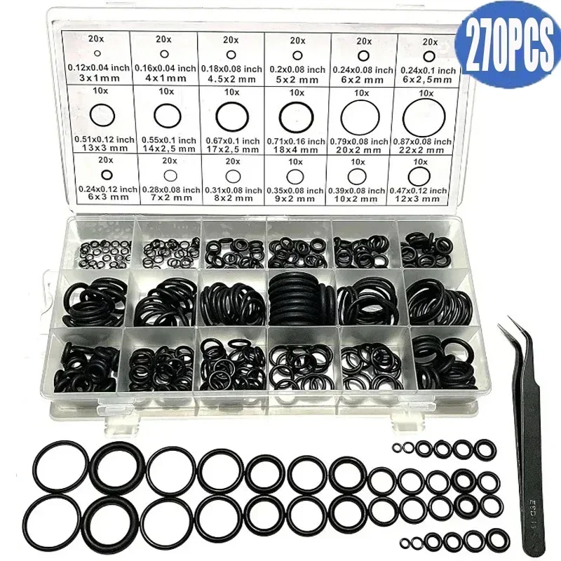 270PCS O-Ring Rubber Washer with Tool High Pressure O-Rings Sealing Gasket Kit for Sump Plugs Oil Plumbing Automotive Washers