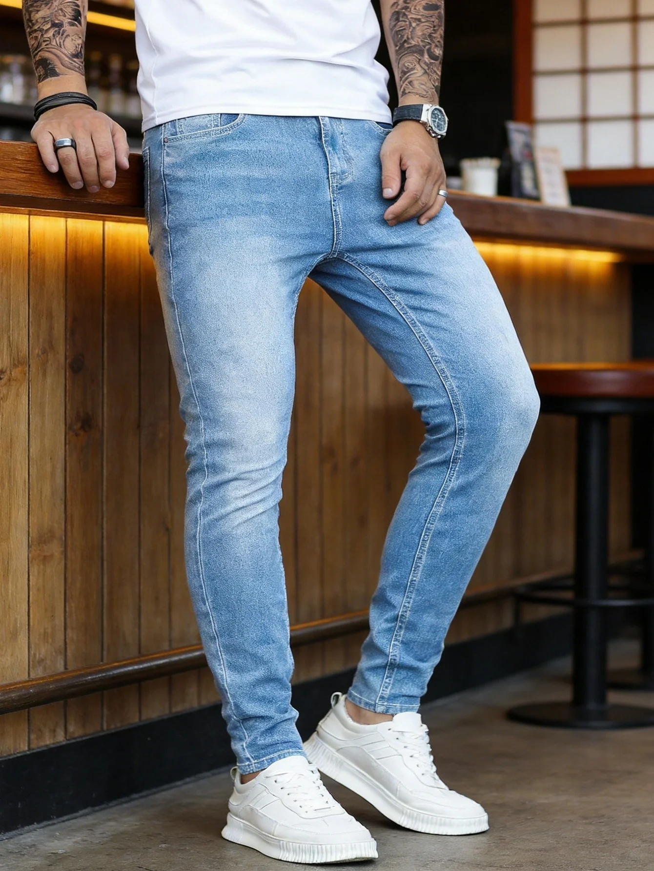 

Мужские узкие джинсы Urban Blue для мужчин, оригинальные повседневные брюки в стиле Y2K Drip Trend, без аксессуаров и ремней