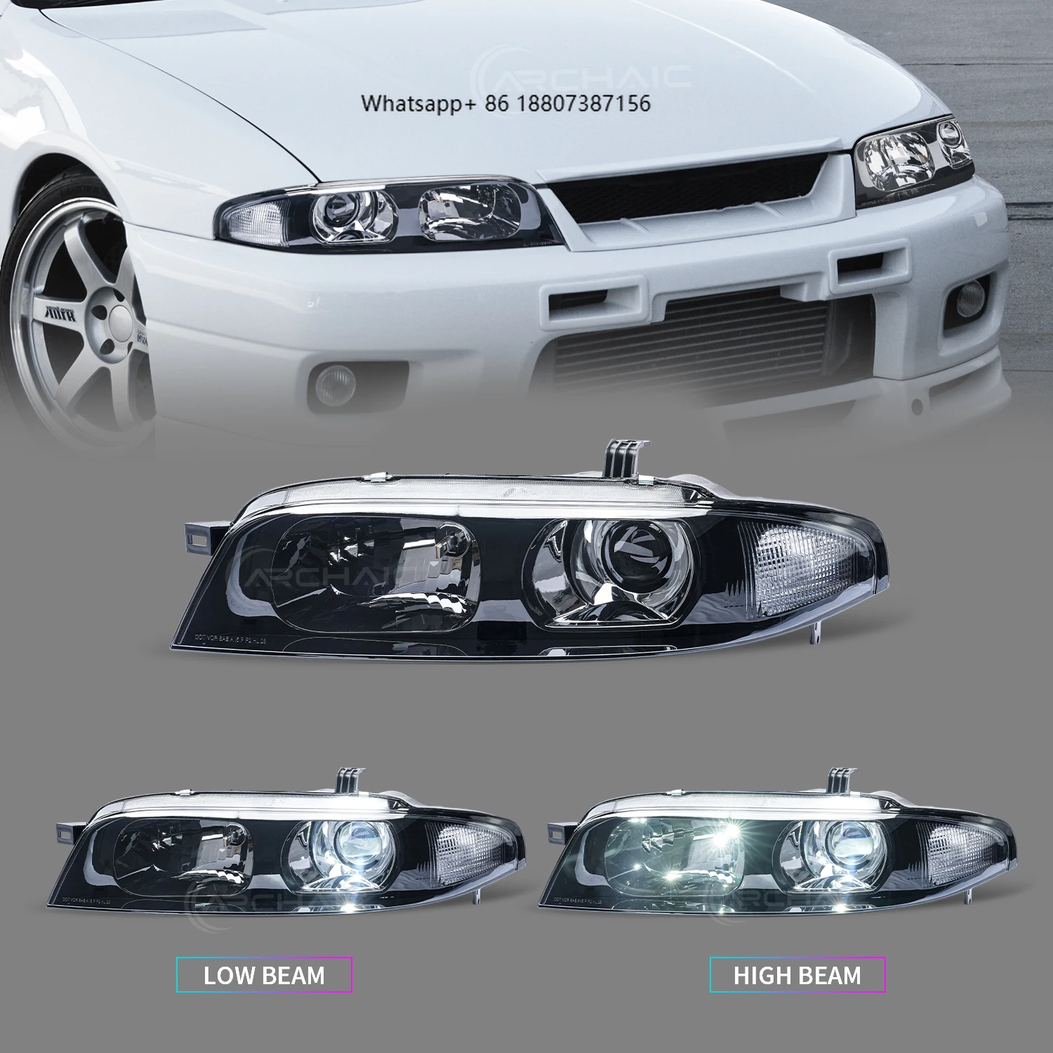 

GTR R33 OE Style Full LED Headlights Plug and Play 6000 Lumens 3000K for Skyline R33 GTR 1995-1998 Replacement