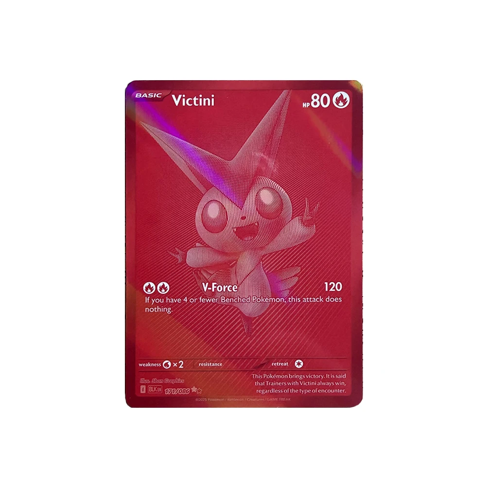 DIY PTCG 2025 POKEMON BLK EN VICTINI BLACK WHITE RARE Collectible Card With Protective Card Sleeve Option