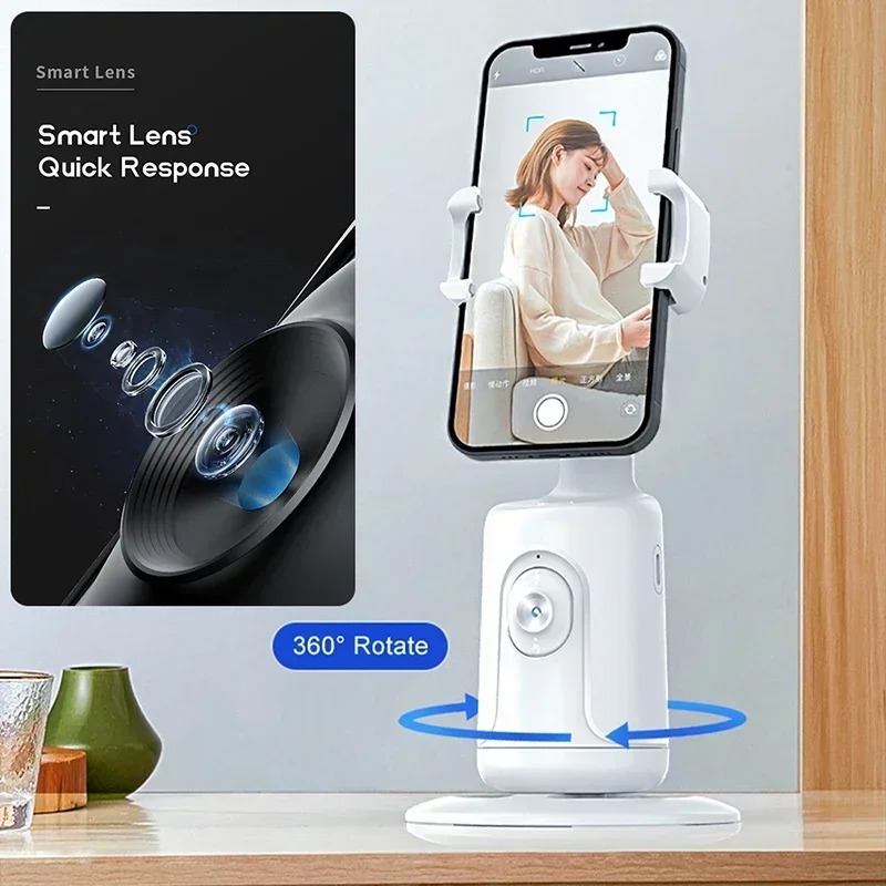 P01 Auto Tracking Shooting Gimbal AI Camera Recognition Body Face Track 360 Rotation Intelligent Follow Live Shoot Phone Stand