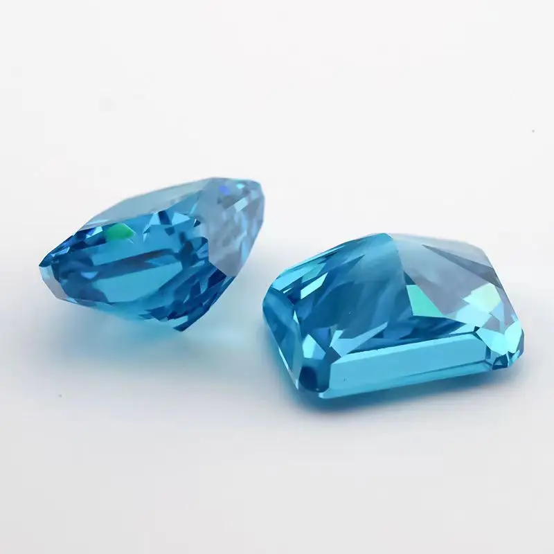 2 قطعة/الوحدة مستطيل قطع الجليد عالية الكربون الماس الاصطناعية مكعب زركونيا الزبرجد #5