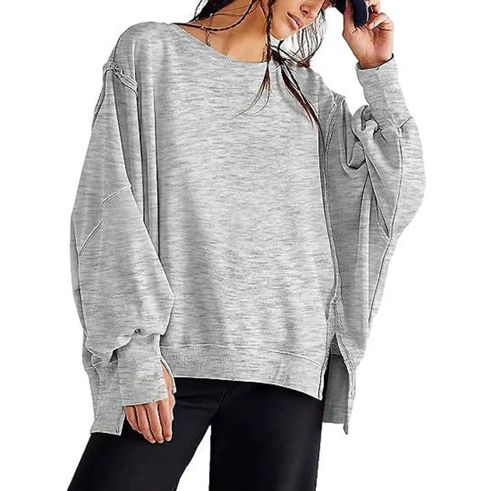 Women's crew-neck casual loose hoodie top