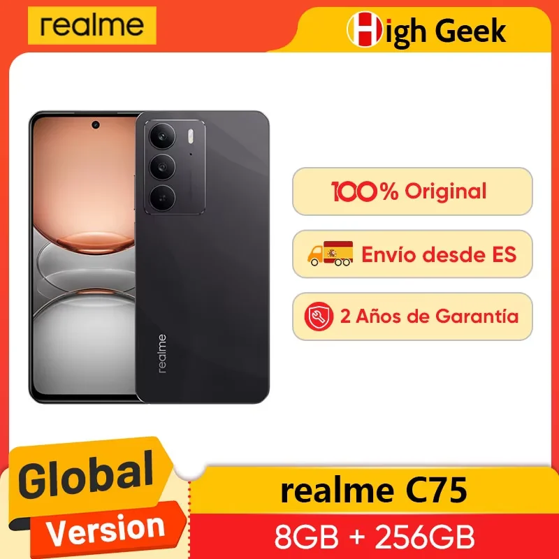 Global Version realme C75 Smartphone 6.72'' 90Hz FHD Display 50MP AI Camera 5828mAh Battery 45W Charge IP69 Dust Water Resistance