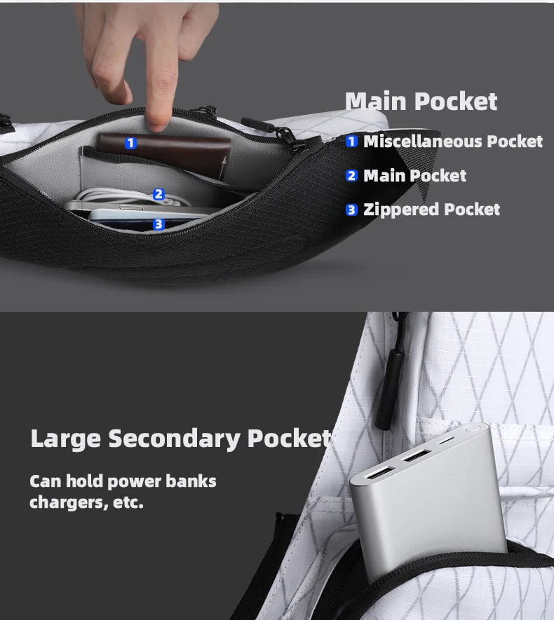 HK Modische, leichte Umhängetasche, hochwertige, wasserdichte X-Pac Herren-Brusttasche, Schultertasche für Pendler, Radfahrer und Reisende – Detail 8