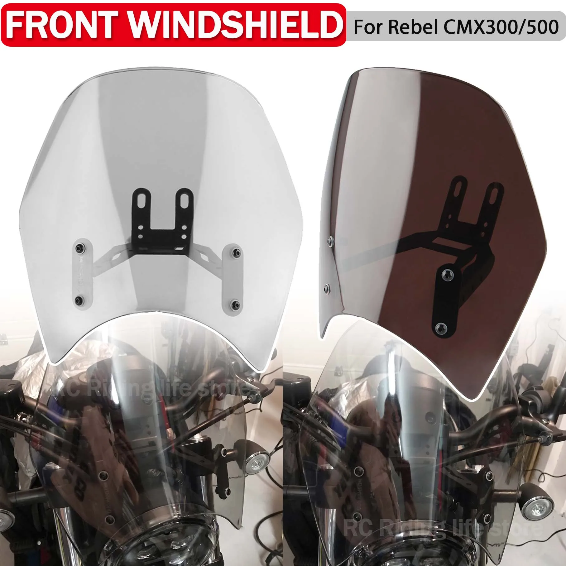 

CMX 300 500 500CMX Motorcycle Windshield Windscreen For Honda Rebel CMX500 CMX300 2017-2021 Wind Screen Shield Deflector Visor