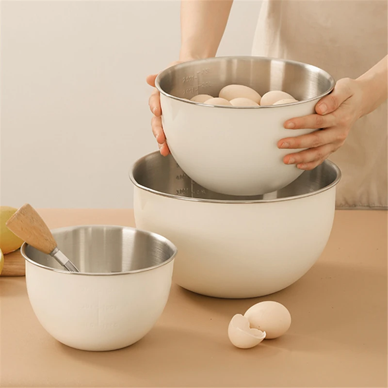 304 Stainless Steel Salad Mixing Bowl with Lid Kitchen Egg Dough Stirring Basin Fruit Vegetable Storage Bowls for Baking Cooking