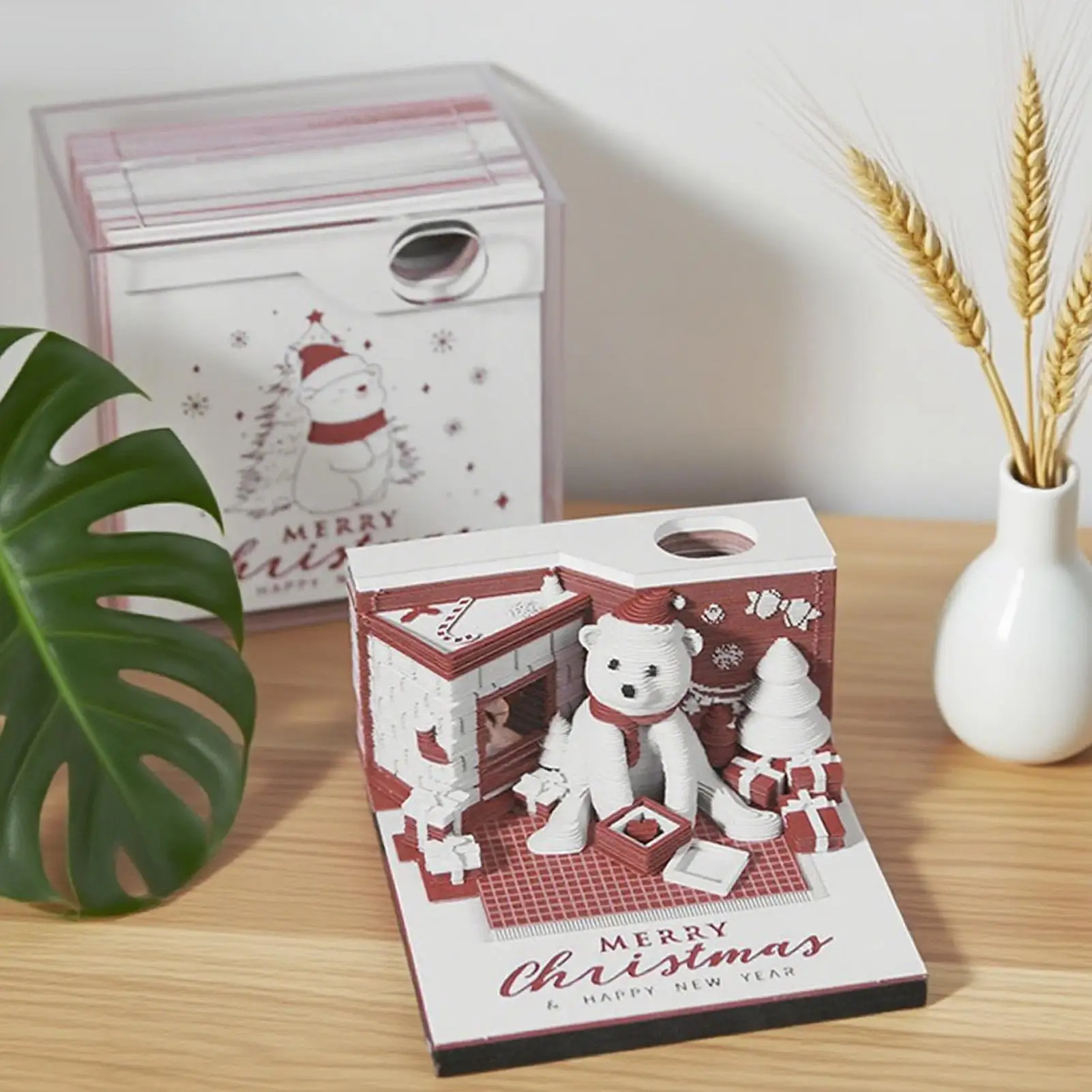 3D Calendar Christmas Bear 3D Tear Away 2026 Calendar Desktop Accessories Notepad Home Decor for Teacher Student Classroom