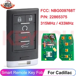KEYECU NBG009768T For Cadillac ATS SRX CTS XTS DTS 2010 2011 2012 2013 2014 Smart Key Remote 315MHz 433MHz Keyless Entry Fob
