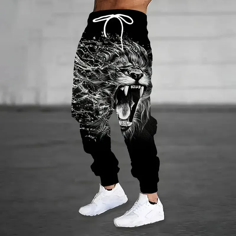 Men Sweatpants Fashion 3D Compass Printed Sweatpants Men Loose Casual Pocket Drawstring Sweatpants Winter Thick Warm Sweatpants