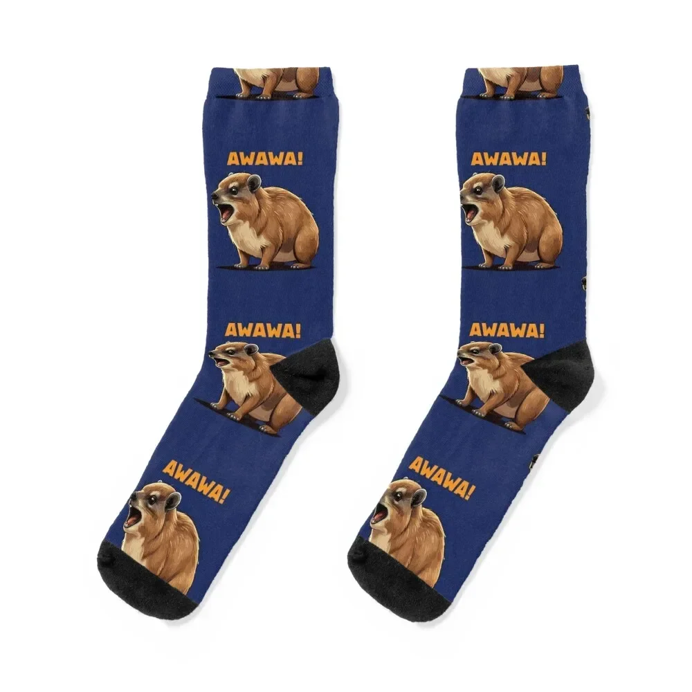 Rock Hyrax Lover Awawa Funny Groundhog Dassi Socks sport winter funny gifts cool Socks Woman Men's
