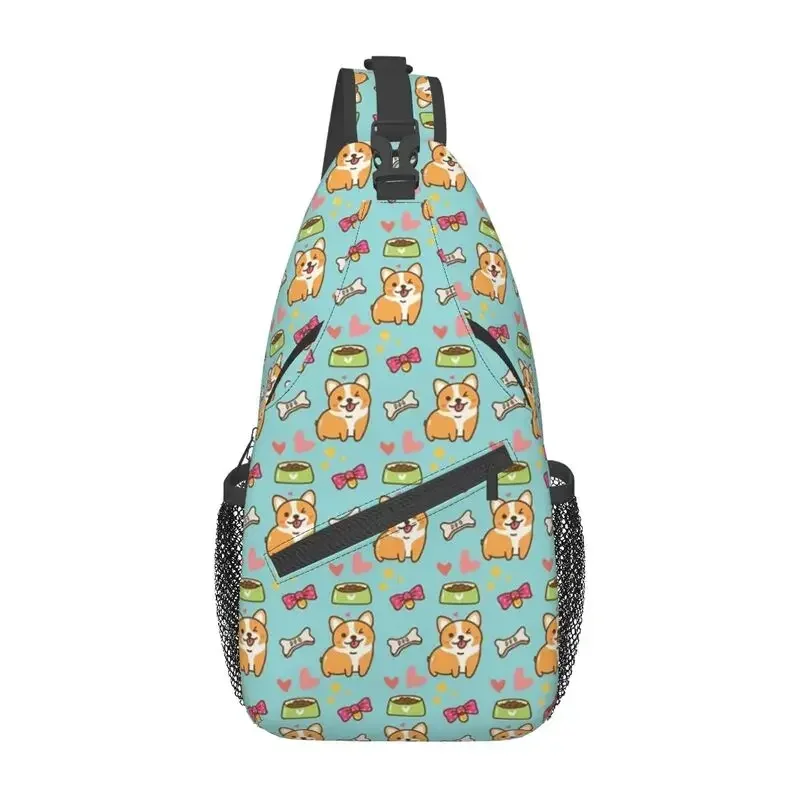 

Casual Kawaii Corgis Wink Sling Crossbody Backpack Men Cute Pet Dog Shoulder Chest Bags for Hiking