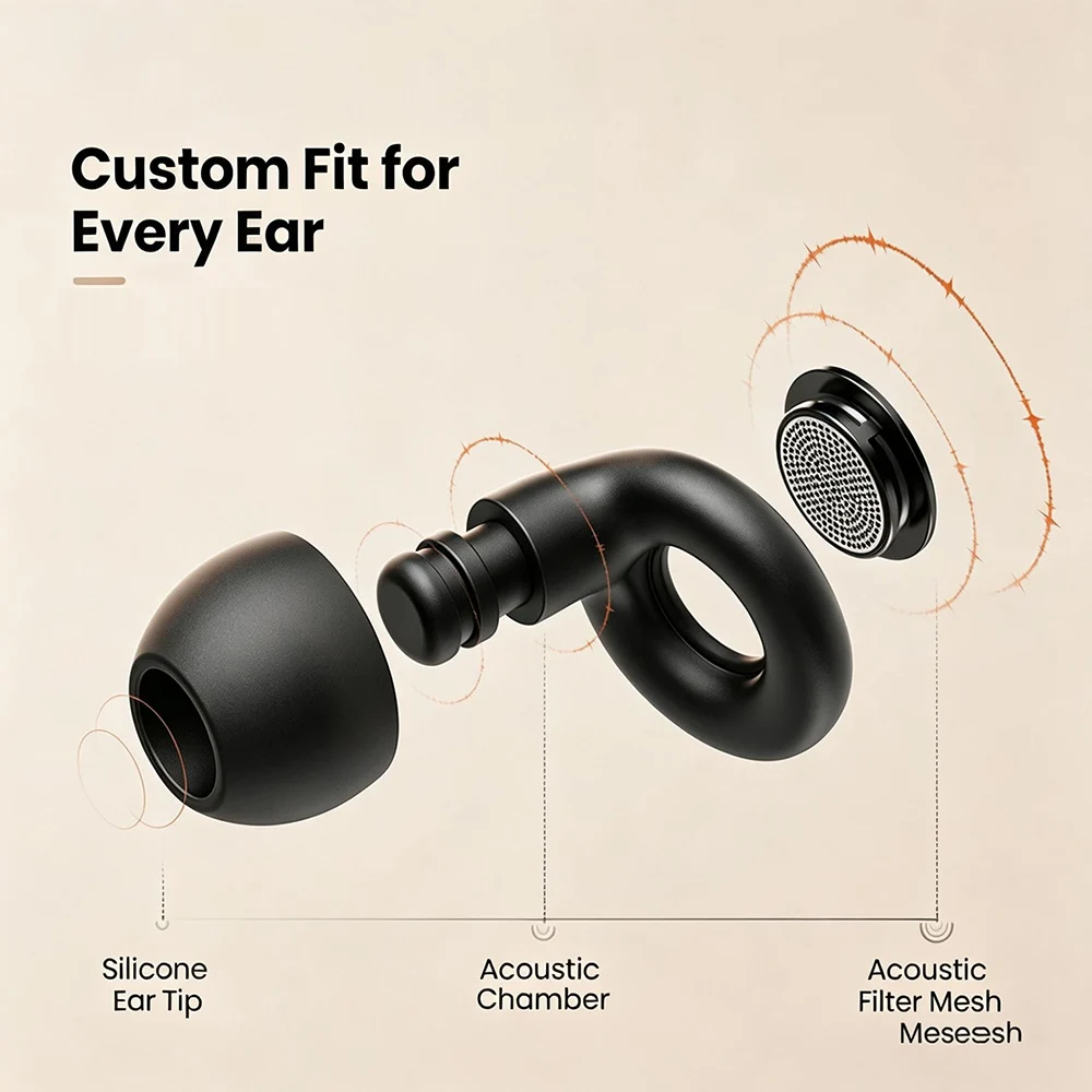 KEBIDUMEI Noise Cancelling Ear Plugs for Sleeping Soft Silicone Sleep Earplugs Noise Reduction Earbuds for Work Study Travel
