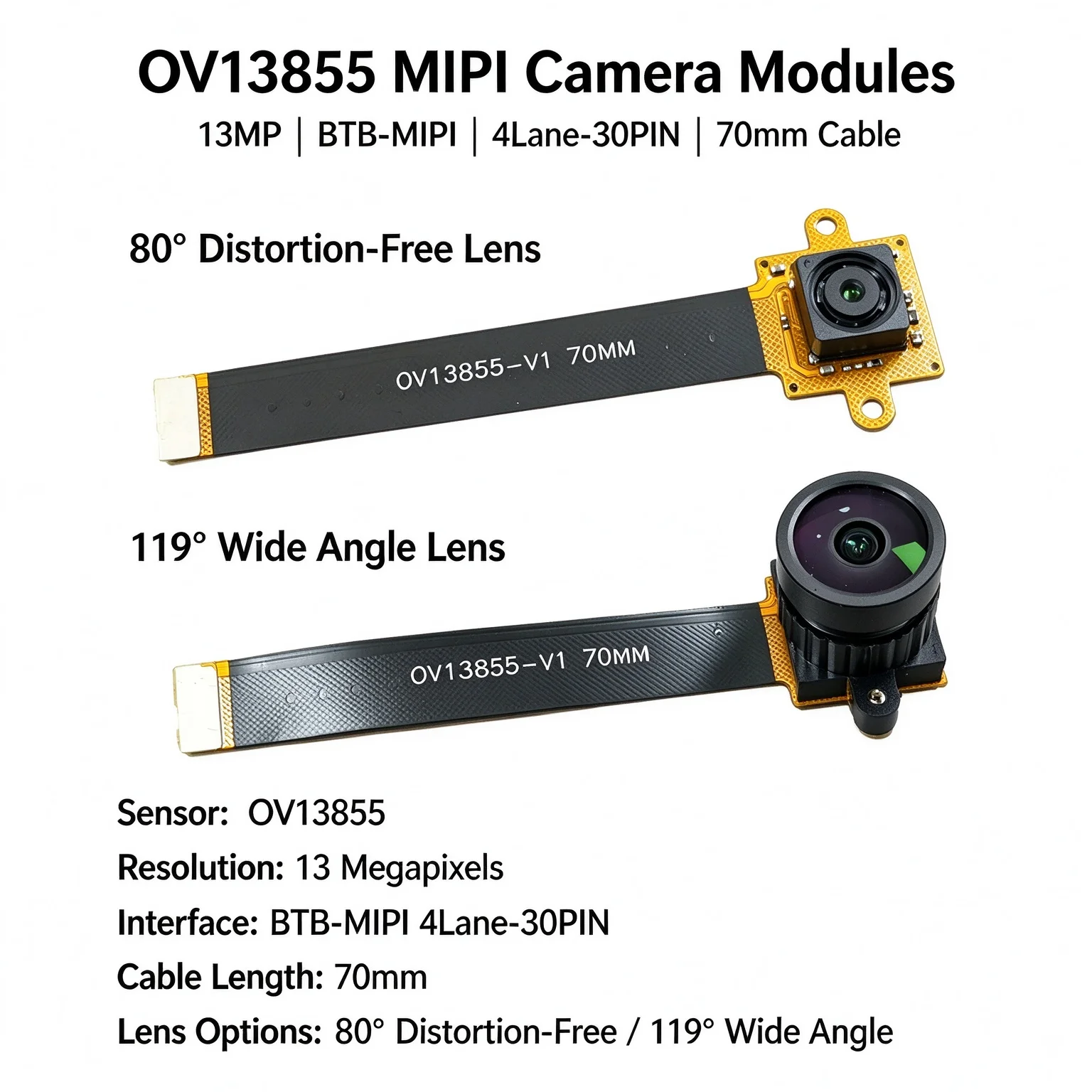 13MP HD OV13855 Camera Module MIPI Interface for OrangePi 5 RK3588 Development Board High Quality