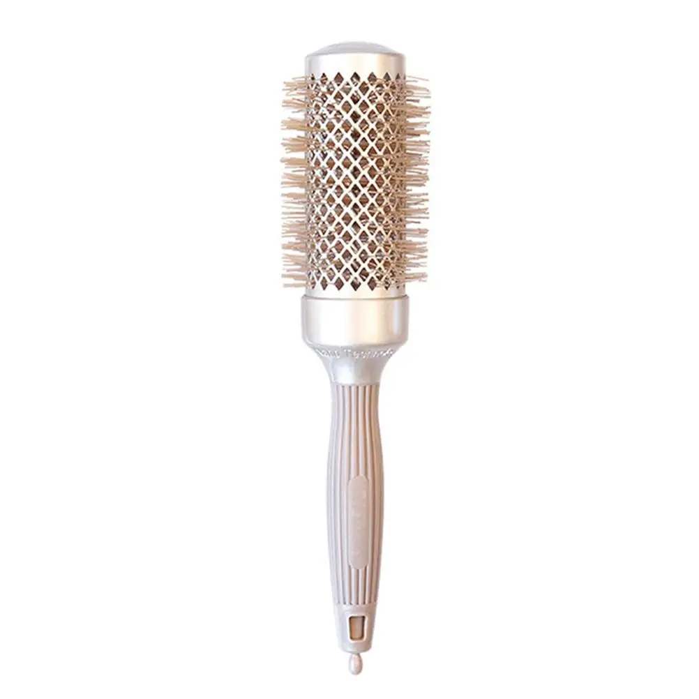 

Aluminum Barrel Hair Curling Combs Round Supplies Coffee Color Durable Non Slip Handle Lightweight Detangle Knotted