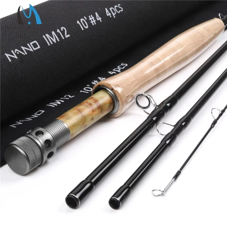 Maximumcatch NANO Nymph IM12 Fly Fishing Rod 10/11FT 2/3/4WT Carbon Fiber Graphite Fast Action Fly Rod Hard Tube Case Trout