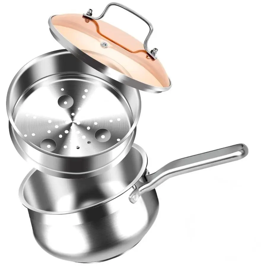 

Многофункциональная кастрюля-пароварка 2-в-1 из нержавеющей стали объемом 2,5 литра с корзиной для приготовления на пару, для приготовления блюд, овощей и пасты, с трехслойным дном