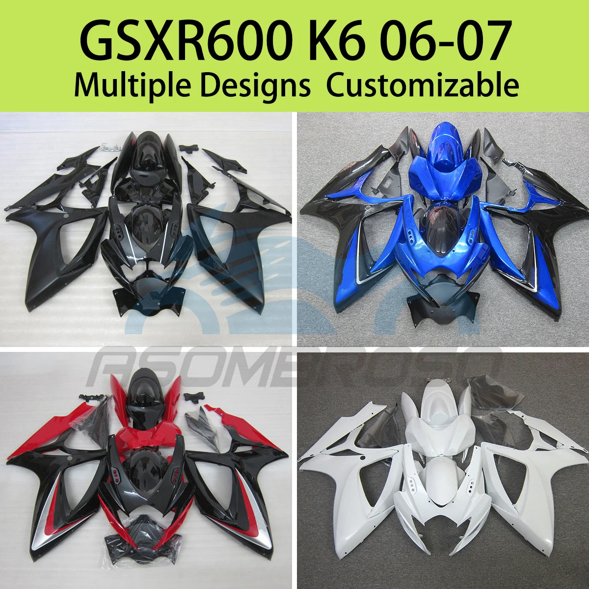 

Cool Fairing Set for SUZUKI GSXR600 GSXR750 K6 06 07 Aftermarket Motorcycle Fairings Plastic Kit GSXR 600 750 2006 2007