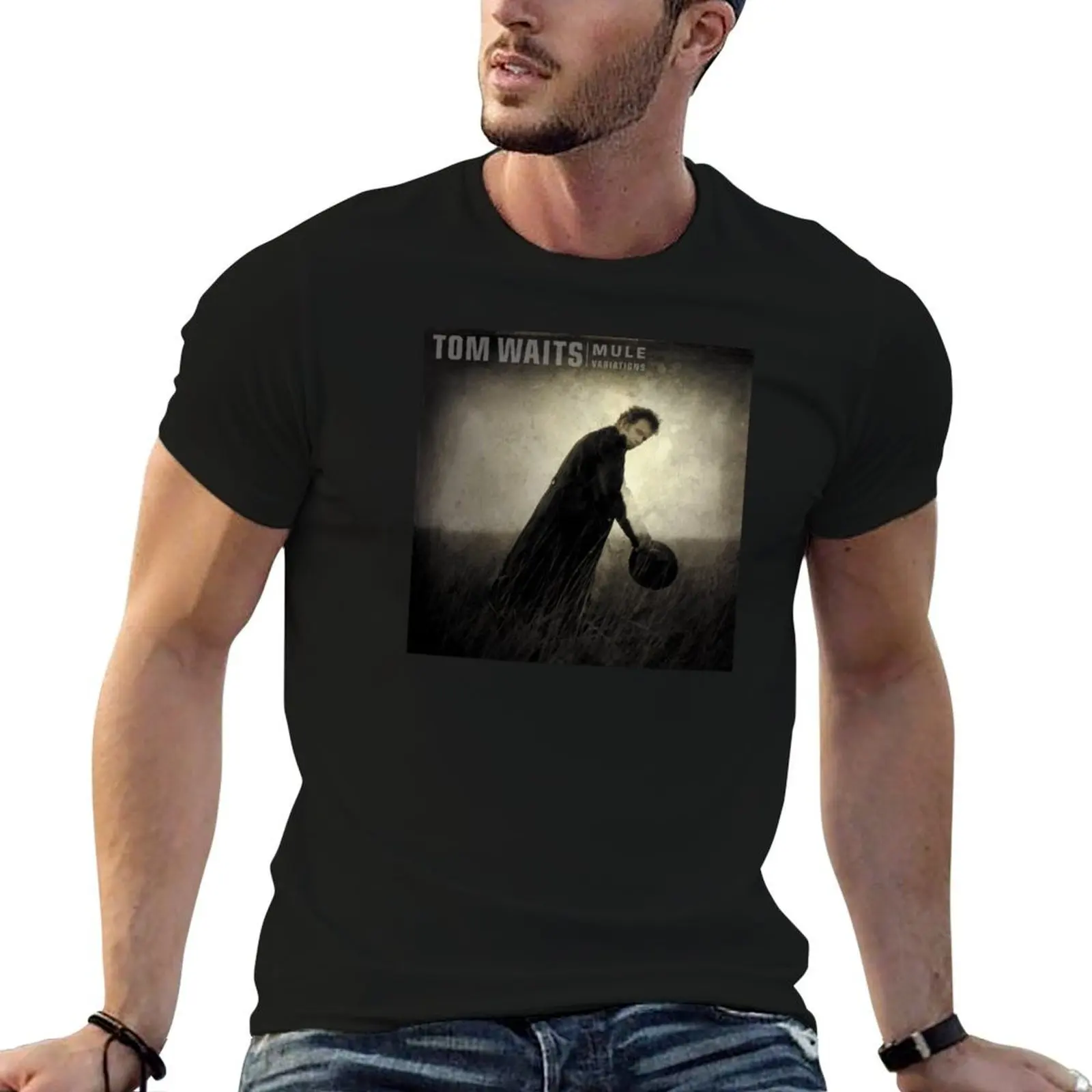 package cotton plain t Mule for man Variations shirts cotton man Waits Tom t-shirt T-Shirt black -