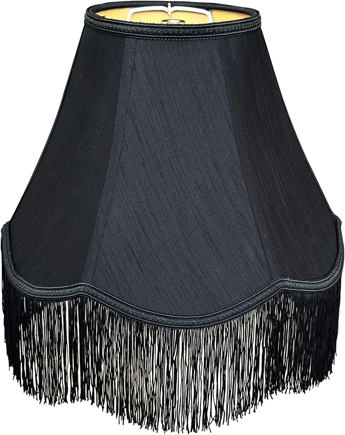 

Black Bell Lamp Shades，6" Top x 13" Bottom x 9.25" High (Spider) Scalloped Fringe Trim Lamp Shade for Table Lamps and F