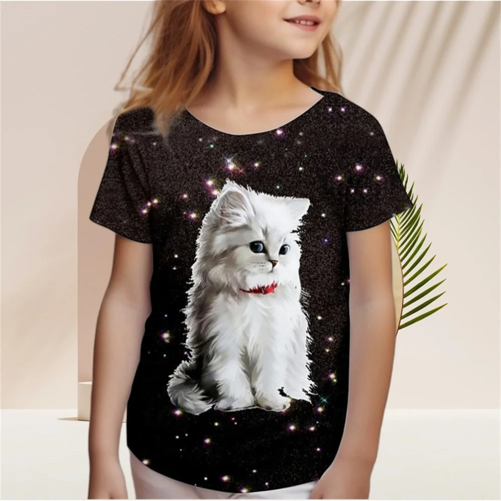 Zomer Nieuwe Casual Baby T-shirts Leuke Cartoon Dieren 3d Print T-shirts Mode Meisje Kleding Korte Mouw Tees Meisjes Top